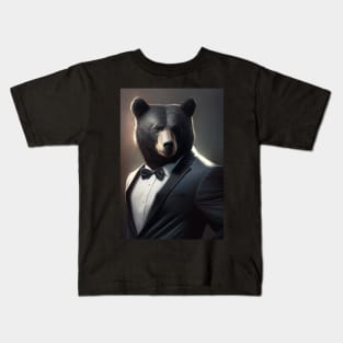 Cute Bear Wearing A Suit: Adorable Wildlife Animals Kids T-Shirt